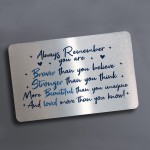 Braver Stronger Beautiful Quote Wallet Insert Friendship Gift