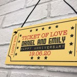 Personalised Anniversary Cineam Ticket Gift Novelty Plaque Gifts