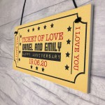 Personalised Anniversary Cineam Ticket Gift Novelty Plaque Gifts