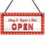 Neon Light Effect BAR Sign Personalised Home Bar Pub OPEN