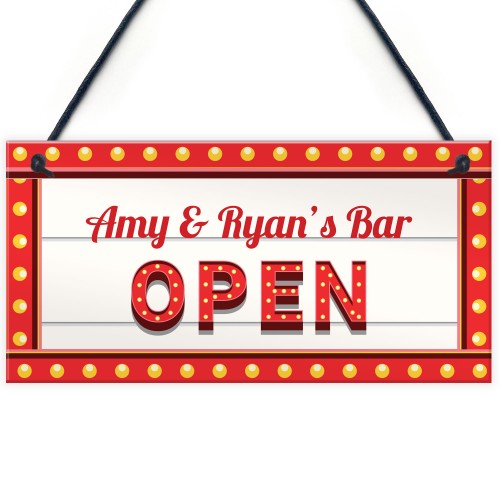 Neon Light Effect BAR Sign Personalised Home Bar Pub OPEN