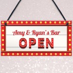 Neon Light Effect BAR Sign Personalised Home Bar Pub OPEN