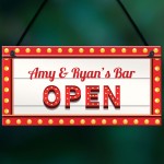 Neon Light Effect BAR Sign Personalised Home Bar Pub OPEN