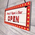 Neon Light Effect BAR Sign Personalised Home Bar Pub OPEN