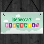 Multicoloured PLAYHOUSE Sign PERSONALISED Garden Den Sign