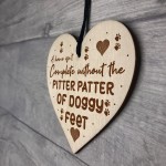 PITTER PATTER DOGGY FEET Wood Heart Dog Lover Gift Pet Sign