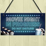 Cinema Room Sign NEON EFFECT Movie Night Dont Disturb Plaque