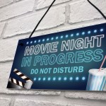 Cinema Room Sign NEON EFFECT Movie Night Dont Disturb Plaque