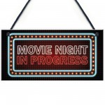 Novelty Cinema Room Sign NEON EFFECT Movie Night Plaque