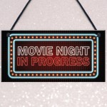 Novelty Cinema Room Sign NEON EFFECT Movie Night Plaque