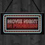 Novelty Cinema Room Sign NEON EFFECT Movie Night Plaque