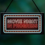 Novelty Cinema Room Sign NEON EFFECT Movie Night Plaque