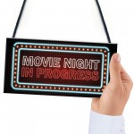 Novelty Cinema Room Sign NEON EFFECT Movie Night Plaque