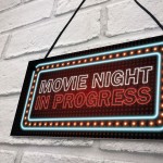 Novelty Cinema Room Sign NEON EFFECT Movie Night Plaque