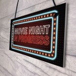 Novelty Cinema Room Sign NEON EFFECT Movie Night Plaque