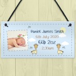 PERSONALISED Newborn Baby Boy Gift Hanging Nursery Sign