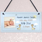 PERSONALISED Newborn Baby Boy Gift Hanging Nursery Sign