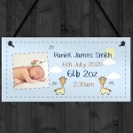 PERSONALISED Newborn Baby Boy Gift Hanging Nursery Sign