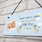 PERSONALISED Newborn Baby Boy Gift Hanging Nursery Sign