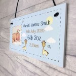 PERSONALISED Newborn Baby Boy Gift Hanging Nursery Sign