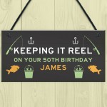 Personalised Funny Fishing Sign Birthday Gift For Men 40th 50th 