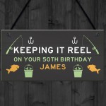 Personalised Funny Fishing Sign Birthday Gift For Men 40th 50th 