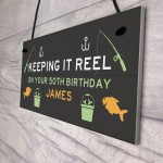 Personalised Funny Fishing Sign Birthday Gift For Men 40th 50th 