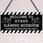 Funny Gaming Sign For Boys Bedroom Man Cave PERSONALISED