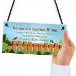 Personalised Garden Rules Sign For Garden Summerhouse Shed