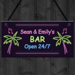 Novelty Neon Effect Bar Sign Open 24/7 PERSONALISED Sign