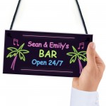 Novelty Neon Effect Bar Sign Open 24/7 PERSONALISED Sign