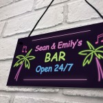 Novelty Neon Effect Bar Sign Open 24/7 PERSONALISED Sign