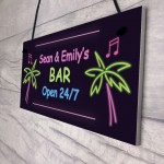 Novelty Neon Effect Bar Sign Open 24/7 PERSONALISED Sign