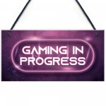 GAMING IN PROGRESS Pink Gaming Sign Neon Girls Bedroom Sign