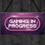 GAMING IN PROGRESS Pink Gaming Sign Neon Girls Bedroom Sign