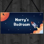 Personalised Boys Bedroom Space Sign Novelty Birthday Gifts