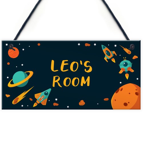 Personalised Space Theme Bedroom Sign Gift For Brother Son