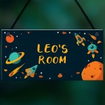 Personalised Space Theme Bedroom Sign Gift For Brother Son