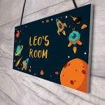 Personalised Space Theme Bedroom Sign Gift For Brother Son