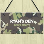 PERSONALISED Den Sign For Boys Bedroom Nursery Camoflage