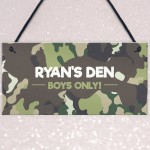 PERSONALISED Den Sign For Boys Bedroom Nursery Camoflage