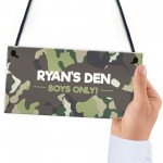 PERSONALISED Den Sign For Boys Bedroom Nursery Camoflage