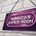 Pink Neon Effect Gaming Sign For Girl Daughter PERSONALISED