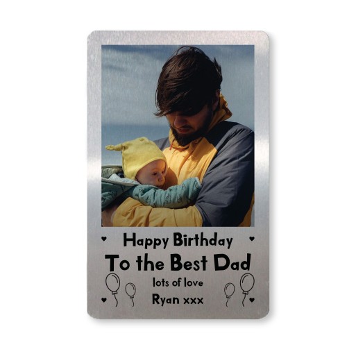 PERSONALISED Photo Metal Wallet Card Insert Dad Birthday Gift