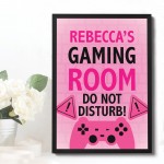 PINK Gaming Room Print PERSONALISED Girls Bedroom Sign Gift