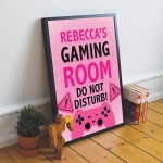 PINK Gaming Room Print PERSONALISED Girls Bedroom Sign Gift