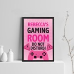 PINK Gaming Room Print PERSONALISED Girls Bedroom Sign Gift