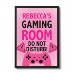 PINK Gaming Room Print PERSONALISED Girls Bedroom Sign Gift