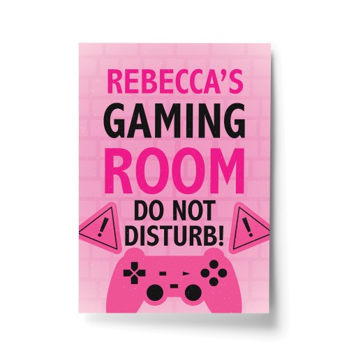 PINK Gaming Room Sign PERSONALISED Girls Bedroom Sign Gift