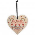 PERSONALISED Lockdown Wooden Heart Rainbow Family Plaque